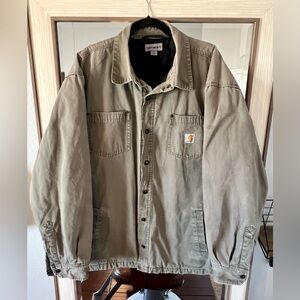 Carhartt CHATFIELD 101466 Sage Duck Cotton Snap Quilt Lined Shirt Jacket 2XL